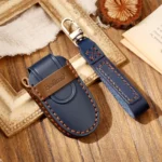 Hallmo Car Cowhide Leather Key Protective Cover Key Case for Tesla Model X B Style - Image 7