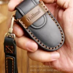 Hallmo Car Cowhide Leather Key Protective Cover Key Case for Tesla Model X B Style - Image 4