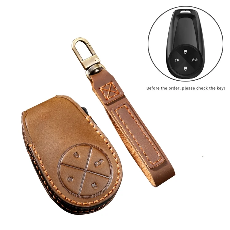 CRP3889_B1.webp Hallmo Car Cowhide Leather Key Protective Cover Key Case for NIO ES6 / ES8 - Image 2