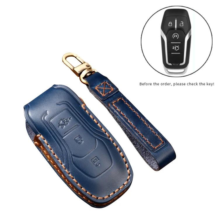 CRP3890_B1.webp Hallmo Car Cowhide Leather Key Protective Cover Key Case for Ford Focus  A Style - Image 2