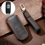 Hallmo Car Cowhide Leather Key Protective Cover Key Case for Mazda Axela 2-button