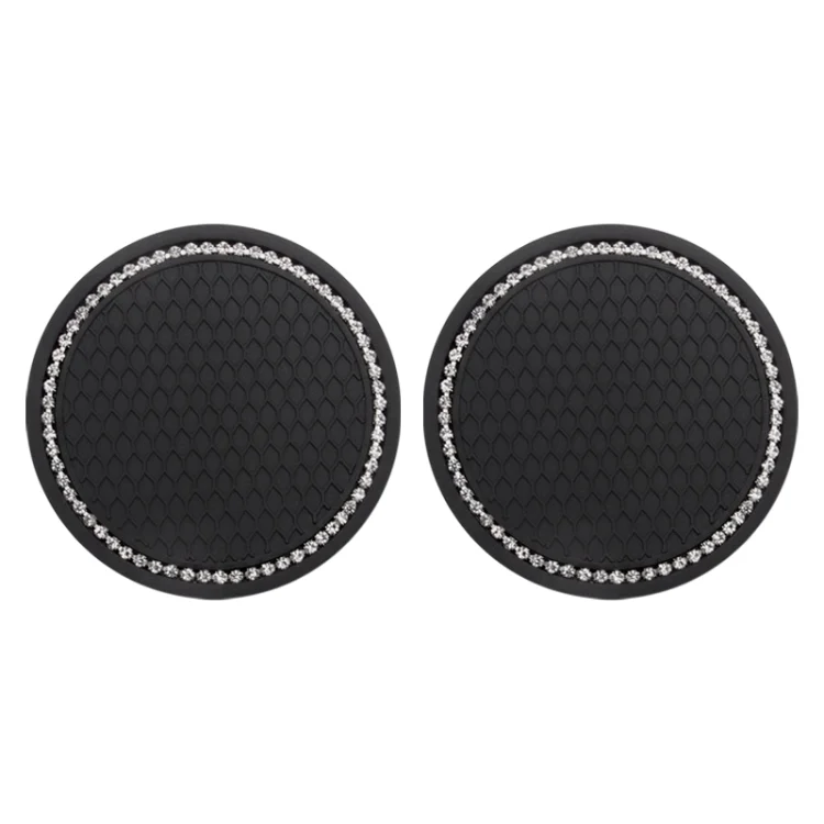 2 PCS Car Diamond Anti-skid Soft Rubber Water Cup Mat