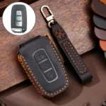 Hallmo Car Cowhide Leather Key Protective Cover Key Case for KIA K2 / K3 / K5 3-button