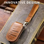 Hallmo Car Genuine Leather Key Protective Cover for Jeep Compass 4-button - Image 3