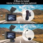 Front and Inner Dual Camera HD Infrared Night Vision Car Dash Cam Driving Recorder - Image 11