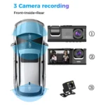 A1 3-lens Video HD Night Vision Car Driving Recorder, with Rear View Camera - Image 4