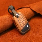 For Volkswagen Car Cowhide Leather Key Protective Cover Key Case, B Version
