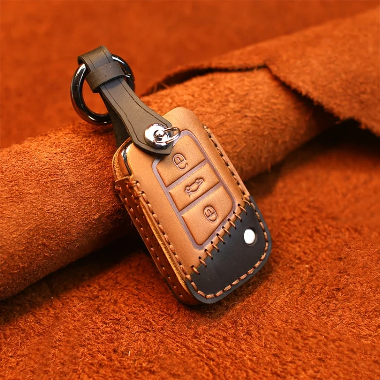 CRP6212Z.webp For Volkswagen Car Cowhide Leather Key Protective Cover Key Case, B Version - Image 1