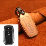 For Toyota Car Cowhide Leather Key Protective Cover Key Case, Three Keys Version