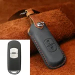 For Mazda Old Style Hallmo Car Cowhide Leather Key Protective Cover Key Case, Two Keys Version