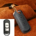 For Mazda Old Style Hallmo Car Cowhide Leather Key Protective Cover Key Case, Three Keys Version