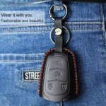 For Cadillac Car Cowhide Leather Key Protective Cover Key Case, Four Keys Version - Image 6