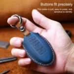 For Nissan Car Cowhide Leather Key Protective Cover Key Case, Three Keys Horn Version - Image 4