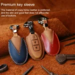 For Nissan Car Cowhide Leather Key Protective Cover Key Case, Three Keys Horn Version - Image 5