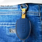 For Nissan Car Cowhide Leather Key Protective Cover Key Case, Three Keys Horn Version - Image 6