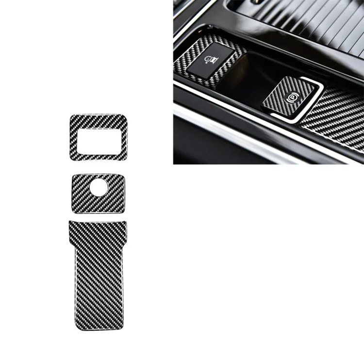 CRP8986.webp 3 in 1 Car Carbon Fiber Electronic Handbrake Decorative Stickers for Jaguar F-PACE X761 XE X760 XF X260 2016-2020, Left and Right Drive Universal - Image 1