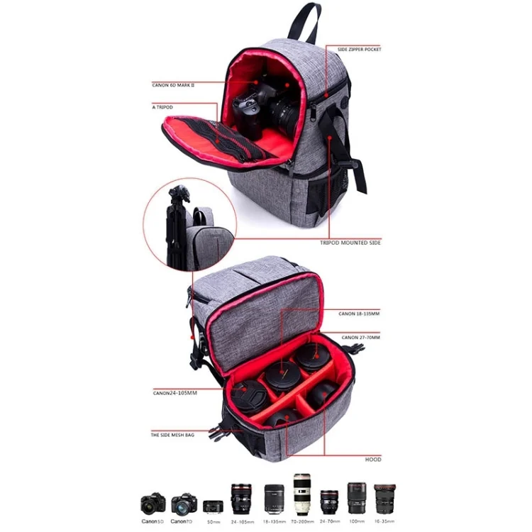 DAC1721R_8.webp Multi-functional Waterproof Nylon Shoulder Backpack Padded Shockproof Camera Case Bag for Nikon Canon DSLR Cameras - Image 9