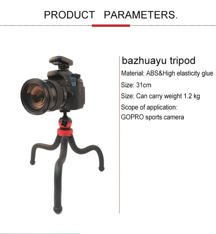 DCA0572_3.webp Mini Octopus Flexible Tripod Holder with Phone Clamp for iPhone, Galaxy, Huawei, GoPro, Insta360, DJI and Other Action Cameras - Image 4