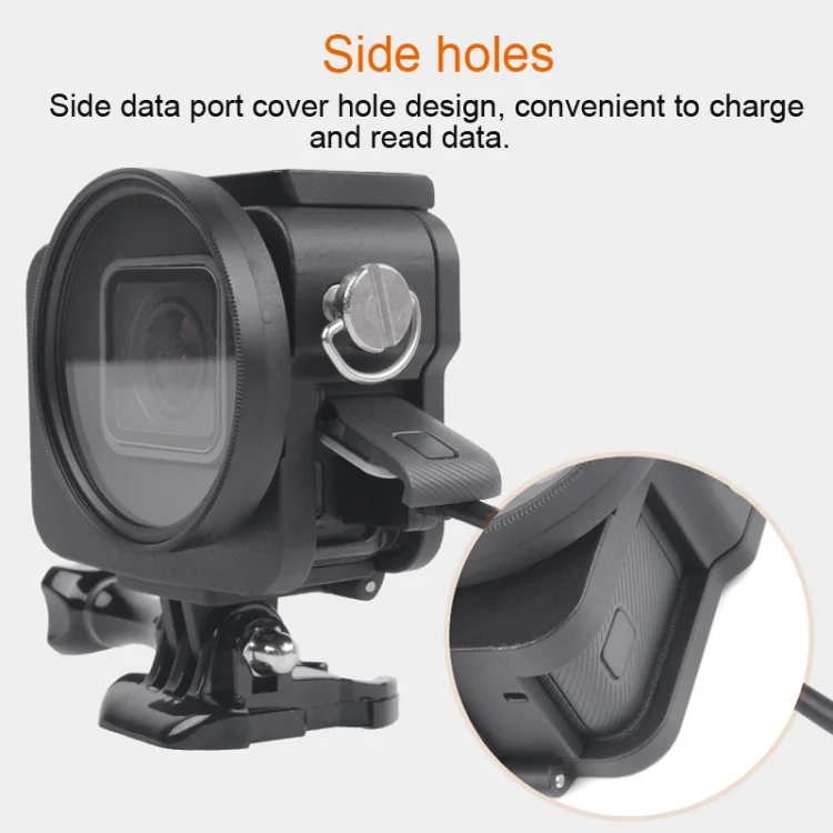 DCA0607B_10.webp Housing Shell CNC Aluminum Alloy Protective Cage with Insurance Frame & 52mm UV Lens for GoPro HERO7 Black /6 /5 - Image 11