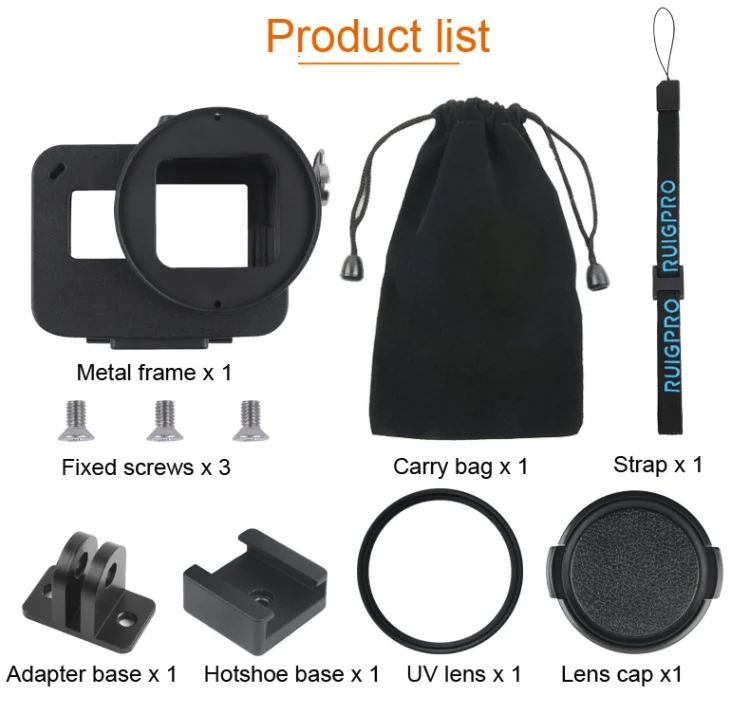 DCA0607B_13.webp Housing Shell CNC Aluminum Alloy Protective Cage with Insurance Frame & 52mm UV Lens for GoPro HERO7 Black /6 /5 - Image 14
