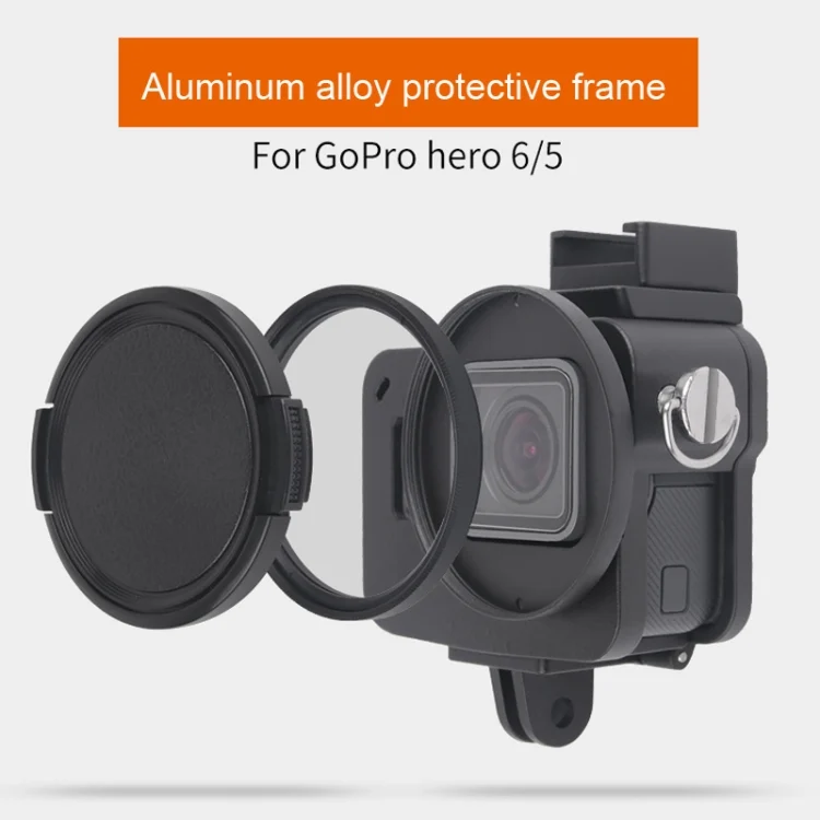 DCA0607B_2.webp Housing Shell CNC Aluminum Alloy Protective Cage with Insurance Frame & 52mm UV Lens for GoPro HERO7 Black /6 /5 - Image 3