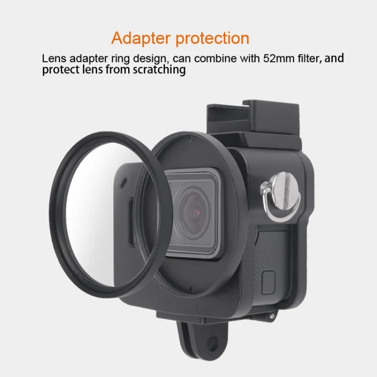 DCA0607B_4.webp Housing Shell CNC Aluminum Alloy Protective Cage with Insurance Frame & 52mm UV Lens for GoPro HERO7 Black /6 /5 - Image 5