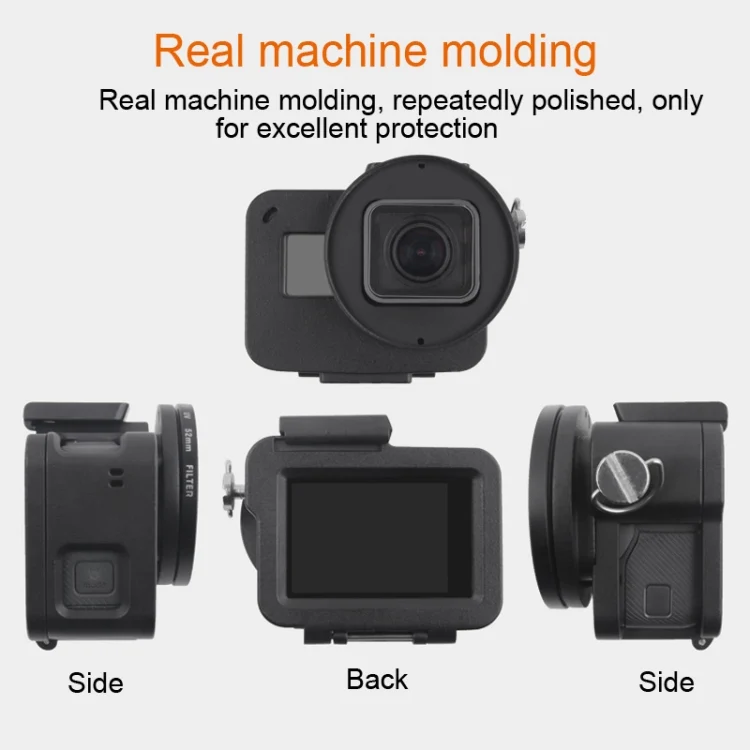DCA0607B_6.webp Housing Shell CNC Aluminum Alloy Protective Cage with Insurance Frame & 52mm UV Lens for GoPro HERO7 Black /6 /5 - Image 7