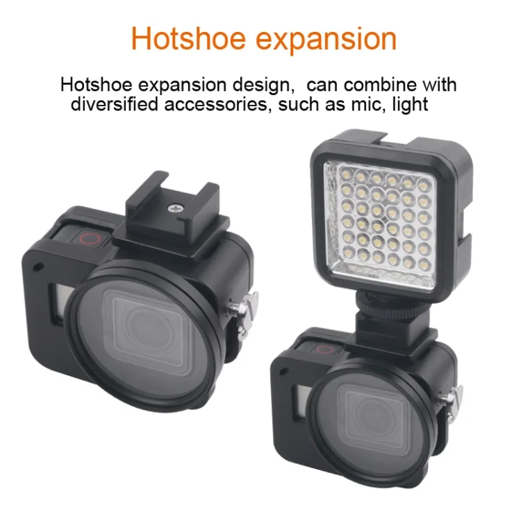 DCA0607B_7.webp Housing Shell CNC Aluminum Alloy Protective Cage with Insurance Frame & 52mm UV Lens for GoPro HERO7 Black /6 /5 - Image 8