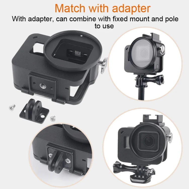DCA0607B_8.webp Housing Shell CNC Aluminum Alloy Protective Cage with Insurance Frame & 52mm UV Lens for GoPro HERO7 Black /6 /5 - Image 9