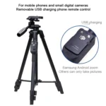 YUNTENG VCT-5208RM Aluminum Magnesium Alloy Leg Tripod Mount with Bluetooth Remote Control & Tripod Head & Phone Clamp for SLR Camera & Smartphones, Height: 125cm - Image 5