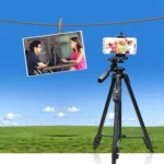 YUNTENG VCT-5208RM Aluminum Magnesium Alloy Leg Tripod Mount with Bluetooth Remote Control & Tripod Head & Phone Clamp for SLR Camera & Smartphones, Height: 125cm - Image 10