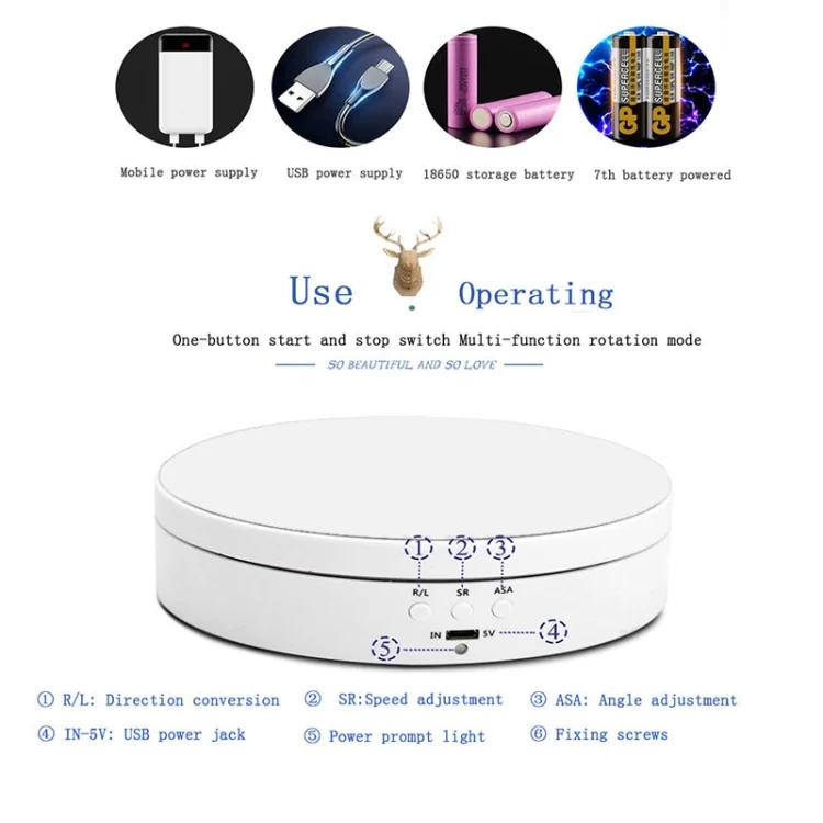 DCA0942B_3.webp 13.8cm USB Charging Smart 360 Degree Rotating Turntable Display Stand Video Shooting Props Turntable for Photography, Load 3kg - Image 4