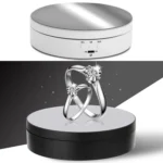13.8cm Mirror Style USB Charging Smart 360 Degree Rotating Turntable Display Stand Video Shooting Props Turntable for Photography, Load 3kg