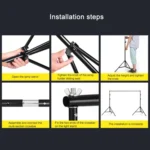 200x200cm Photo Studio Background Support Stand Backdrop Crossbar Bracket Kit - Image 11