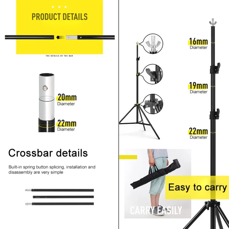 DCA0975_8.webp 200x200cm Photo Studio Background Support Stand Backdrop Crossbar Bracket Kit - Image 9