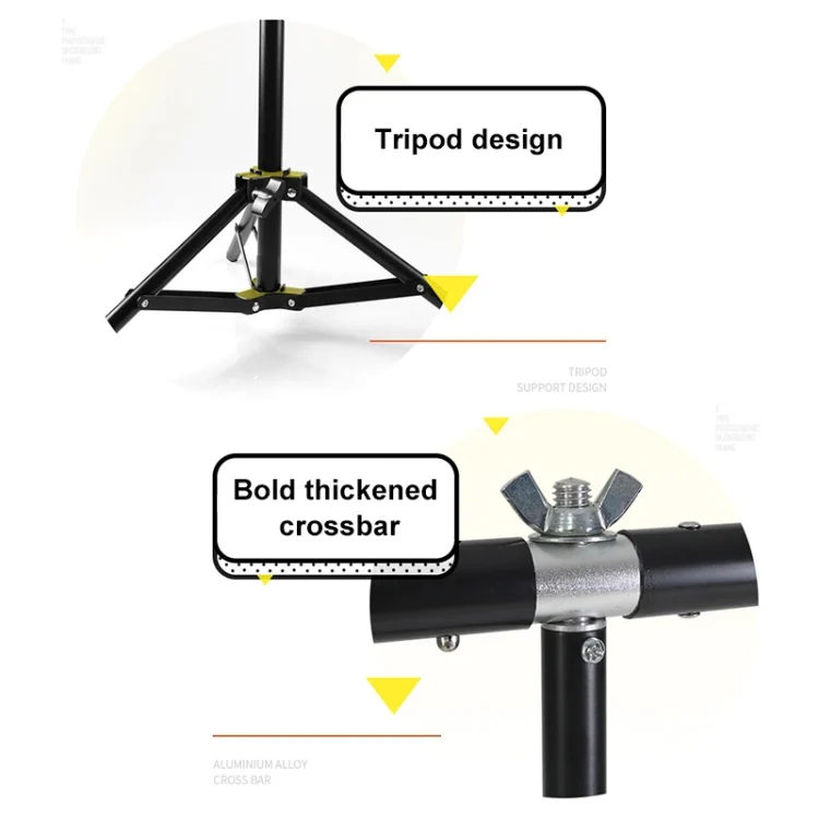 DCA0976_6.webp 70x200cm T-Shape Photo Studio Background Support Stand Backdrop Crossbar Bracket Kit with 70x140cm Black / White PVC Backdrops - Image 7