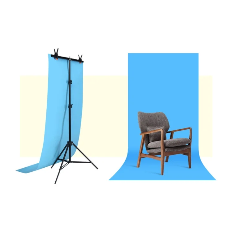 DCA0980_1.webp 100x200cm T-Shape Photo Studio Background Support Stand Backdrop Crossbar Bracket Kit with Clips, No Backdrop - Image 2