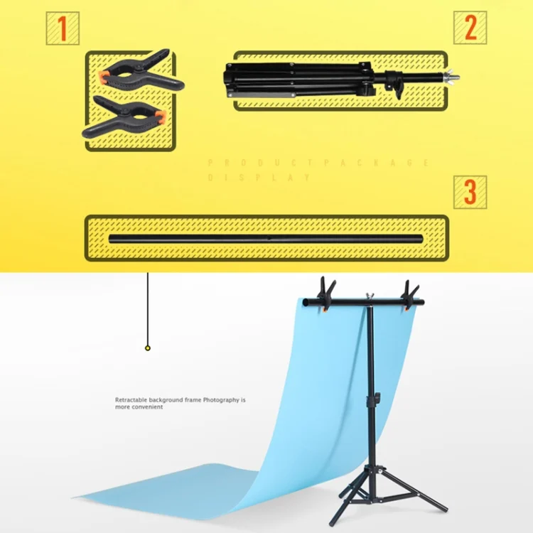 DCA0980_2.webp 100x200cm T-Shape Photo Studio Background Support Stand Backdrop Crossbar Bracket Kit with Clips, No Backdrop - Image 3