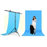 200x200cm T-Shape Photo Studio Background Support Stand Backdrop Crossbar Bracket Kit with Clips, No Backdrop - Image 2