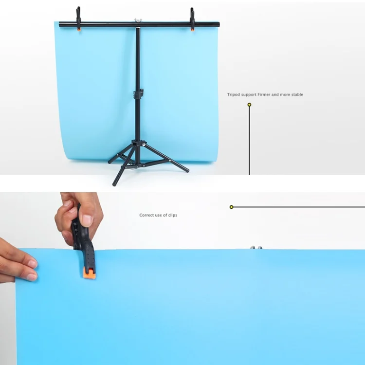 DCA0982_3.webp 70x200cm T-Shape Photo Studio Background Support Stand Backdrop Crossbar Bracket Kit with Clips, No Backdrop - Image 4
