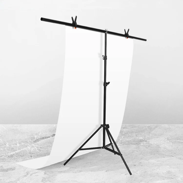 150x200cm T-Shape Photo Studio Background Support Stand Backdrop Crossbar Bracket Kit with Clips, No Backdrop
