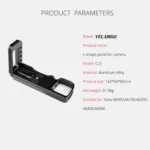 YELANGU YLG0715A 1/4 inch Vertical Shoot Quick Release L Plate Bracket Base Holder for Sony A6300 / A6000 / A6100 / A6400 / A6500 - Image 5