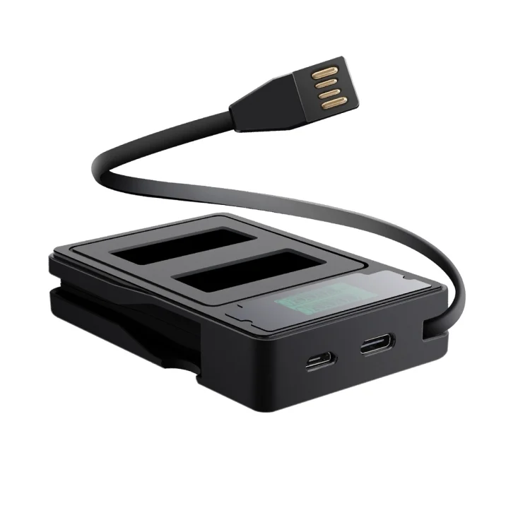 DCA1049B_1.webp LCD Screen Dual Batteries Charger with Displays Charging Capacity for GoPro HERO9 Black / HERO10 Black - Image 2
