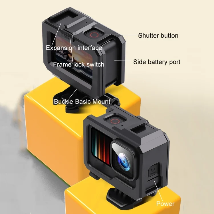 DCA1088B_6.webp For GoPro HERO10 Black / HERO9 Black ABS Plastic Border Frame Mount Protective Case with Buckle Basic Mount & Screw - Image 7