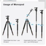 TRIOPO 554 Adjustable Portable  Aluminum Alloy Tripod with D-2A Ball Head for SLR Camera - Image 9