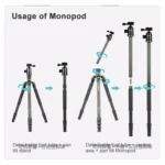 TRIOPO 853 Adjustable Portable Carbon Fiber Tripod with D2-A Ball Head for SLR Camera - Image 10