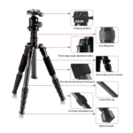 TRIOPO T259G+Q2 Adjustable Portable Carbon Fiber Tripod with Q-2 Ball Head for SLR Camera - Image 4
