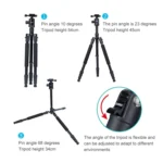 TRIOPO Oubao A-608S  Adjustable Portable  Aluminum Alloy Tripod with Ball Head for SLR Camera - Image 6