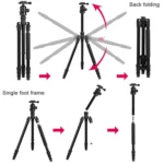 TRIOPO Oubao TA300 Adjustable Portable Aluminum Alloy Tripod with Ball Head for SLR Camera - Image 4