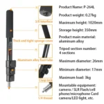 BEXIN P-264L Portable Outdoor Photography Camera Aluminum Alloy Hand-held Lamp Stand Monopod - Image 3